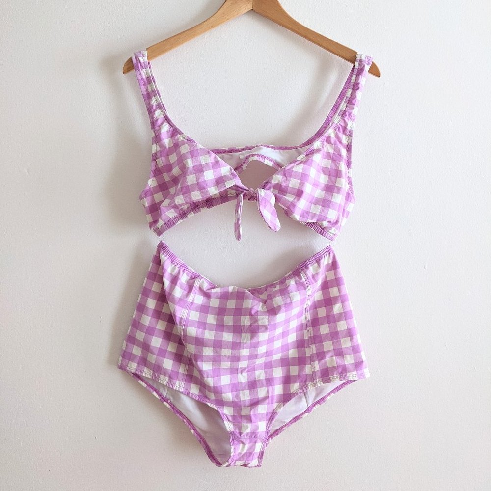 J Crew Peony Gingham Two Piece Swimsuit